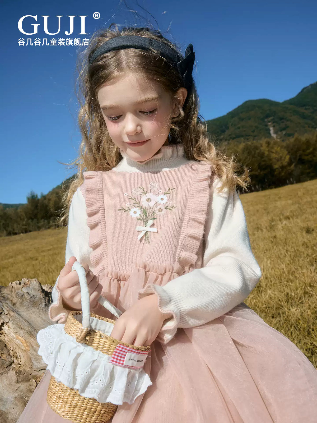 Girls Pink Princess Sweater Dress - Thick Winter Knit Midi