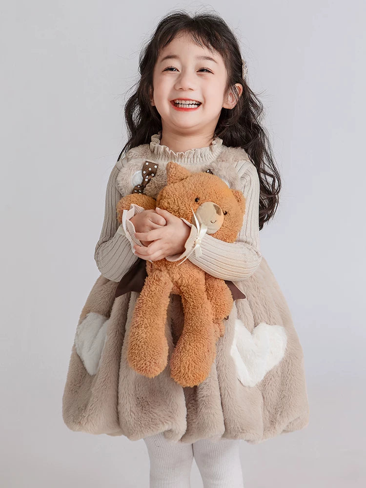 Girls Fuzzy Dress & Sweater Set - Cosy Birthday Princess Two-Piece