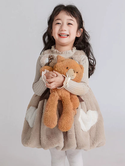 Girls Fuzzy Dress & Sweater Set - Cosy Birthday Princess Two-Piece