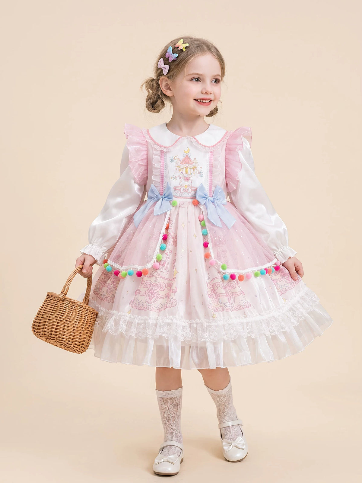Girls Lolita Tulle Cake Dress - Puffy Princess Dress in Soft Pink