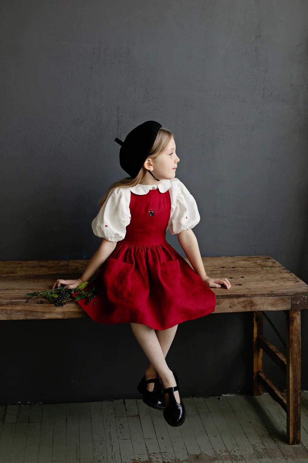 Alice Linen Pinafore Dress - Cute Embroidered Jumper Dress