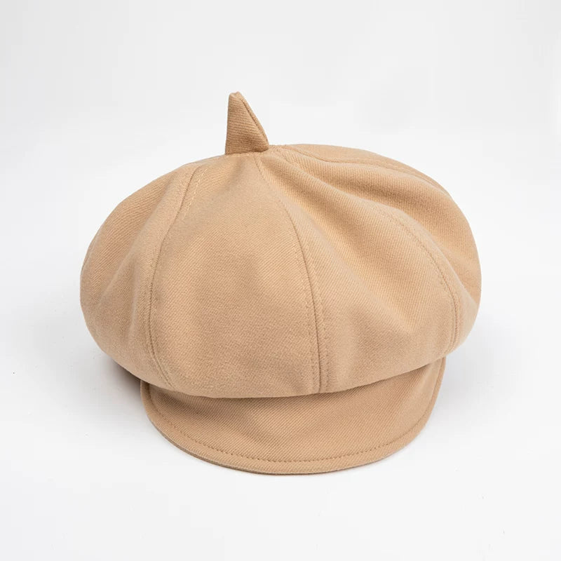 Girls Beret & Newsboy Cap - Wool Artist Hat, Multiple Fabrics