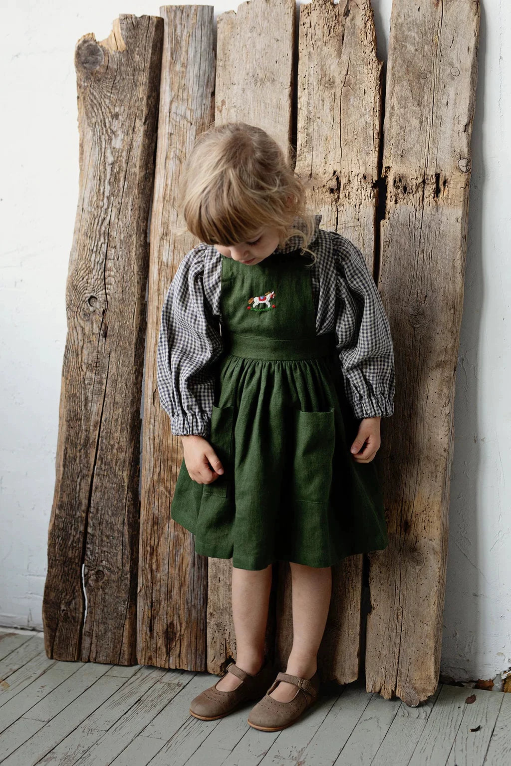 Alice Linen Pinafore Dress - Cute Embroidered Jumper Dress