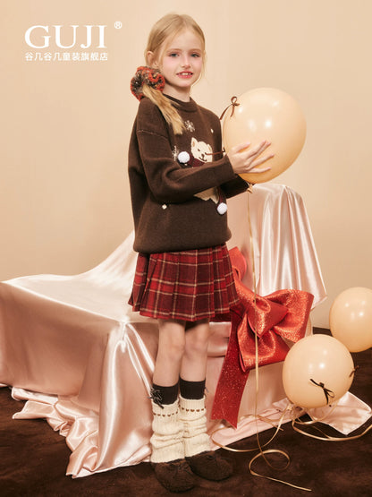 Girls Red Pleated Skirt - Christmas JK Uniform Style Half Skirt