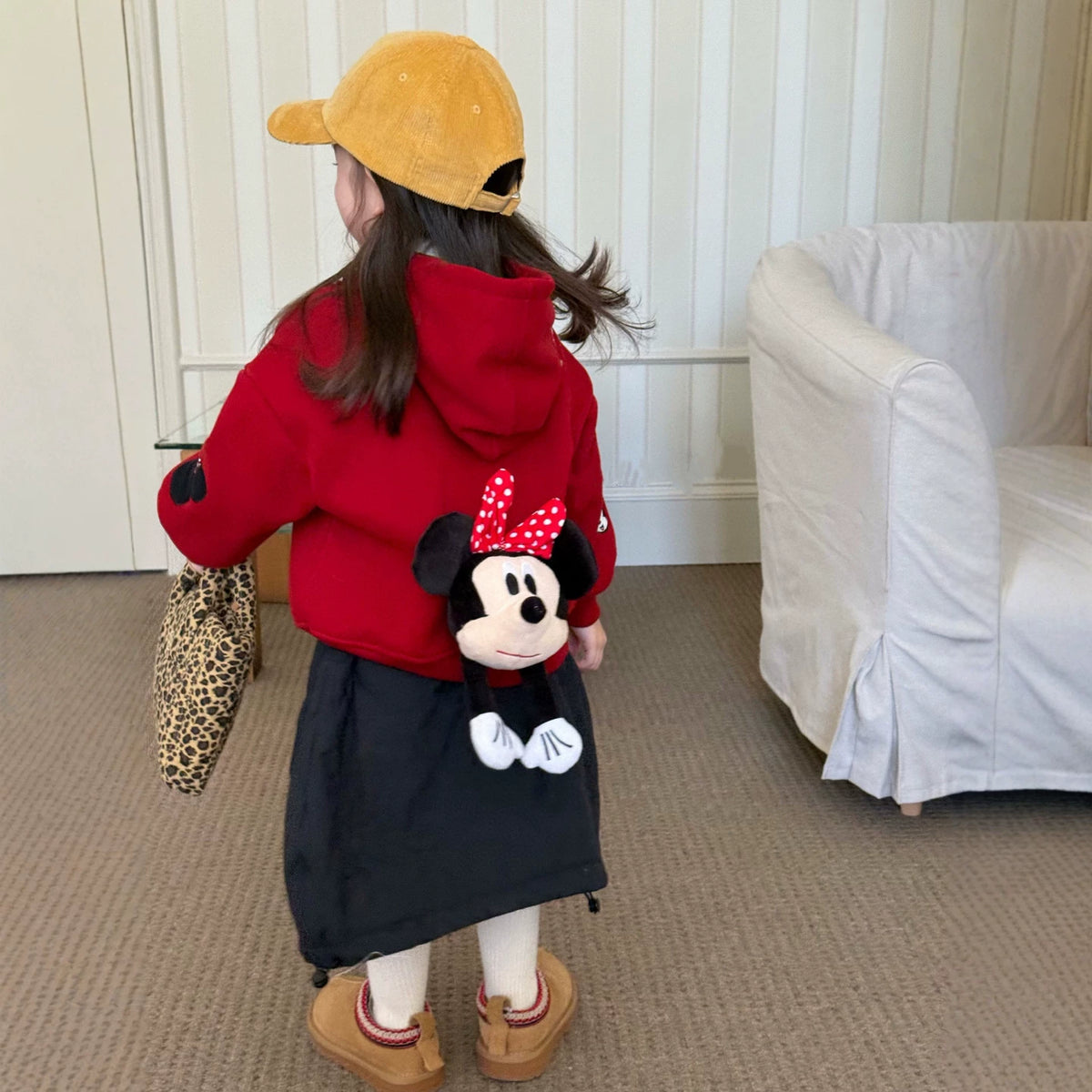 Girls Mickey Fleece Hoodie & Skirt Set - Plush Autumn-Winter Two-Piece