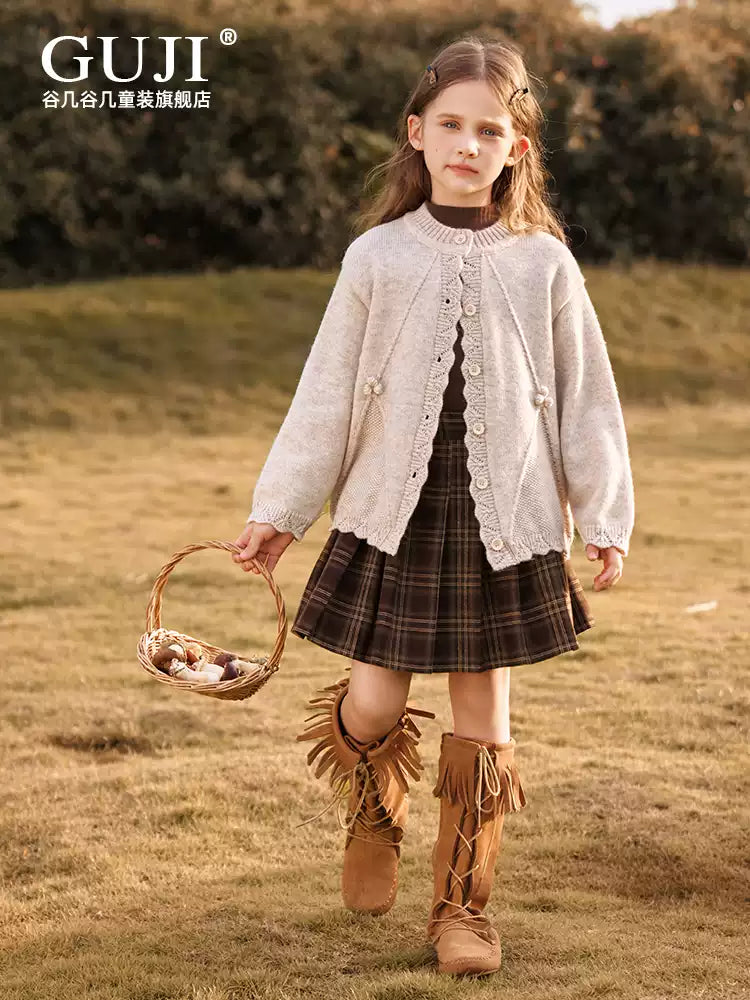 Girls Plaid Pleated Skirt - School Uniform JK Style Midi