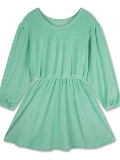 Girls Nordic Linen Dress - Violet Long-Sleeve Autumn