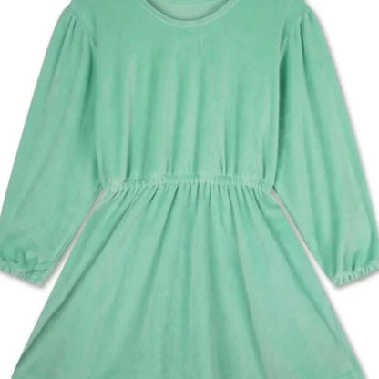 Girls Nordic Linen Dress - Violet Long-Sleeve Autumn