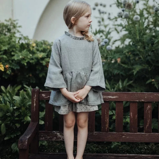 Girls Nordic Linen Coat - Long-Sleeve Autumn Jacket