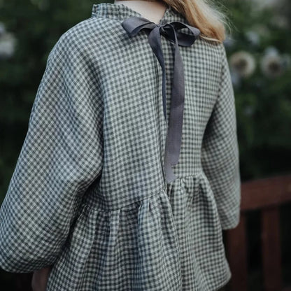 Girls Nordic Linen Coat - Long-Sleeve Autumn Jacket