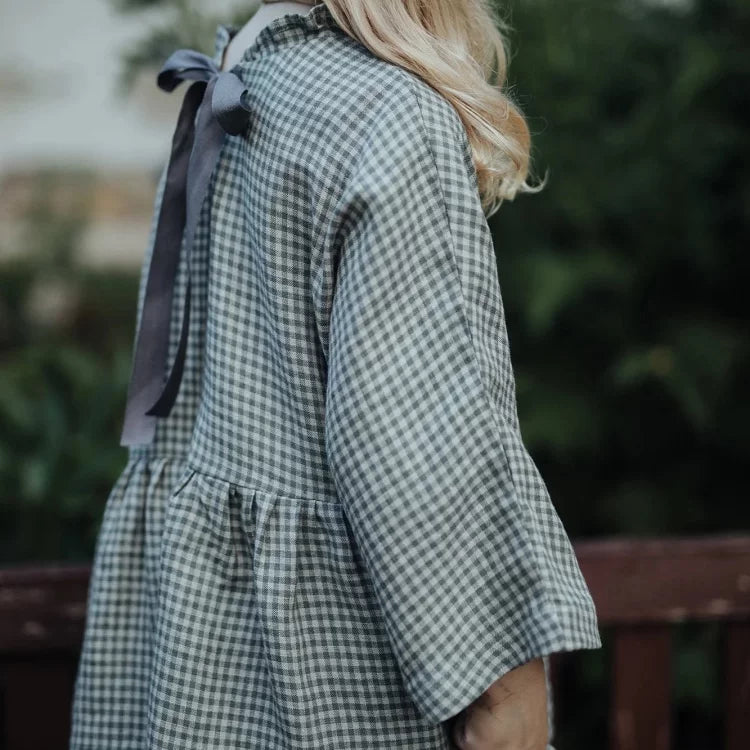 Girls Nordic Linen Coat - Long-Sleeve Autumn Jacket