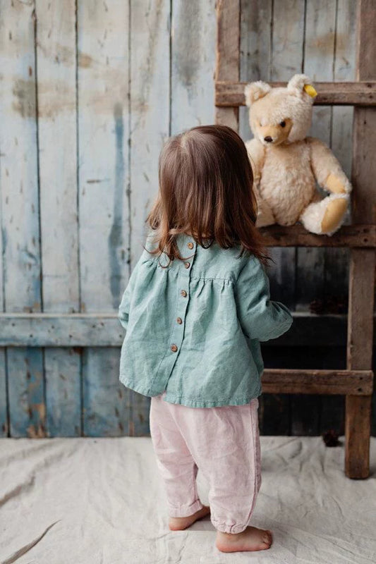 Kids Linen Embroidered Shirt - Little-Alice Long-Sleeve Top