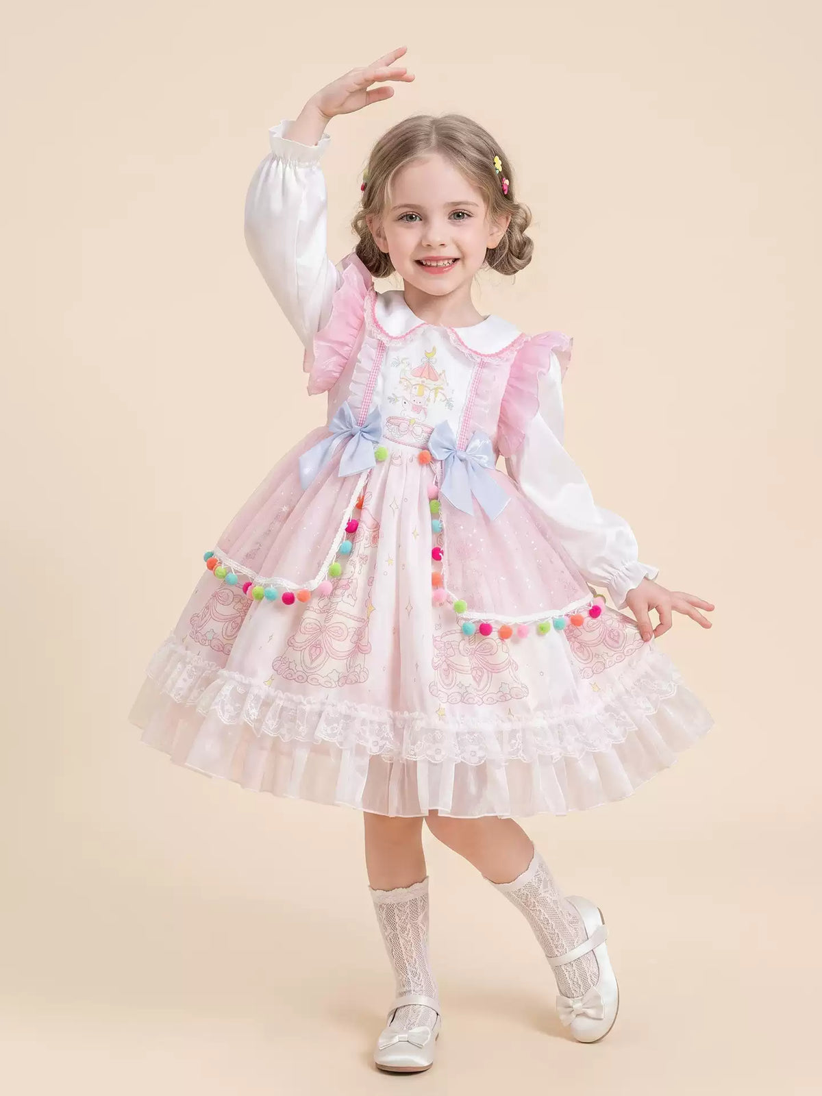 Girls Lolita Tulle Cake Dress - Puffy Princess Dress in Soft Pink