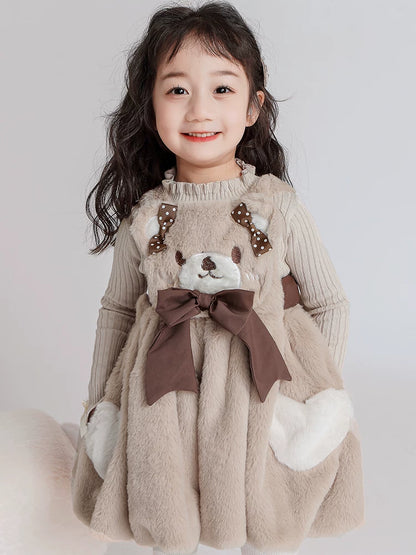 Girls Fuzzy Dress & Sweater Set - Cosy Birthday Princess Two-Piece