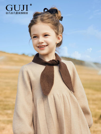 Girls Preppy Knit Dress - Long-Sleeve Princess Sweater Dress