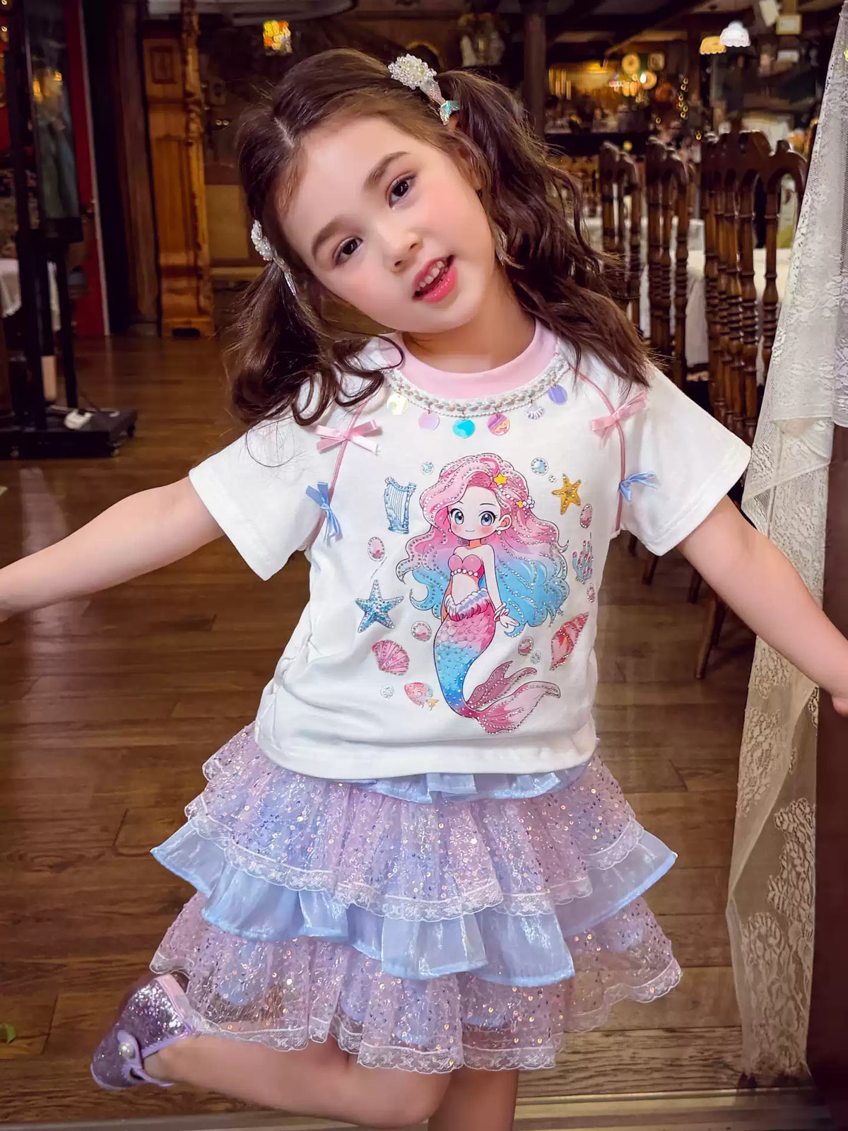 Girls Cartoon Tee & Cake Skirt Set - Sweet Summer Mix & Match