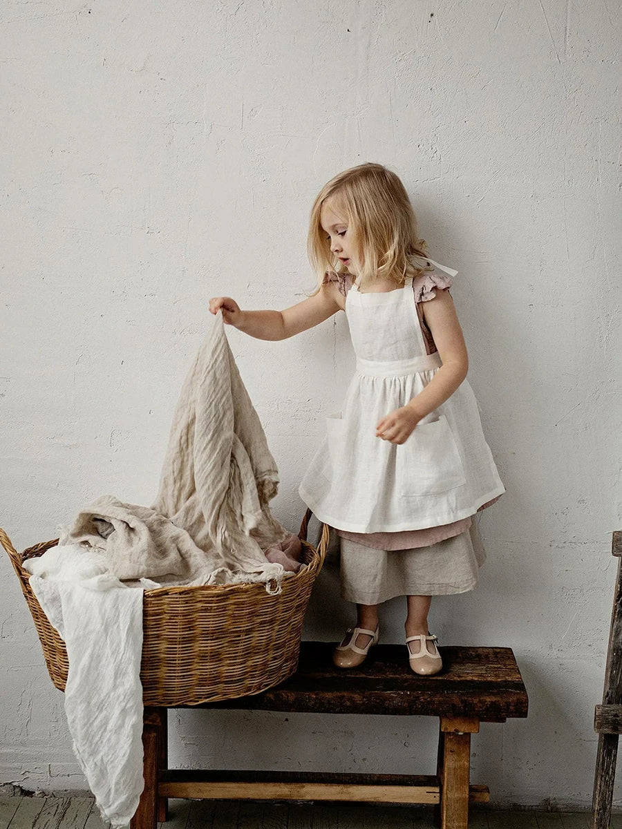 Linen Pinafore Dress - Original Apron-Style Embroidered Jumper