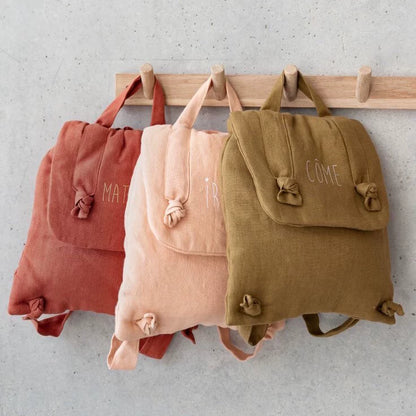 Linen Preppy Kids Backpack - Custom Name Embroidery