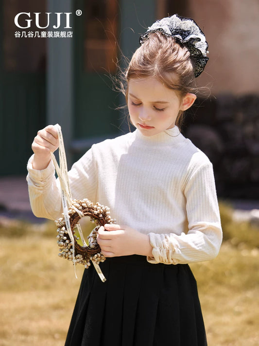 Girls Half-High-Neck Base Layer Top - Warm Autumn Long Sleeve