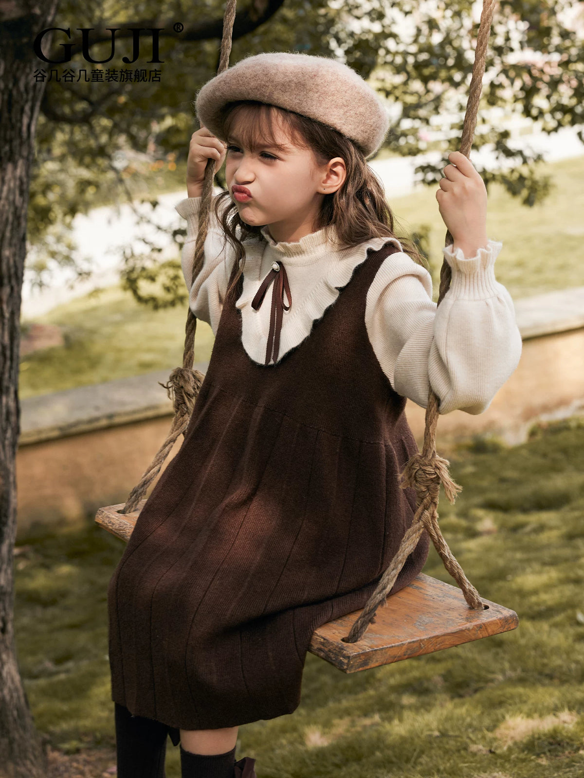Girls Thick Knit Sweater Dress - Preppy Princess Autumn Winter