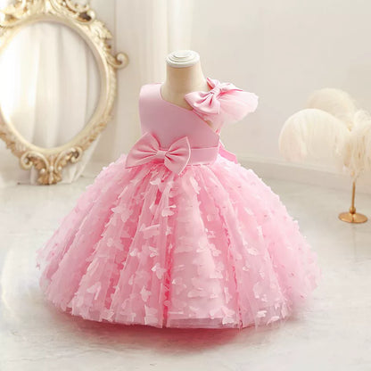 Puff Sleeve Bow Princess Dress - Floral Party Dress