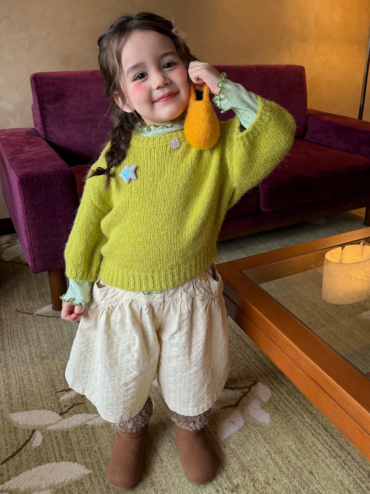 Girls Knit Sweater & Corduroy Pants Set - Sweet Autumn Three-Piece
