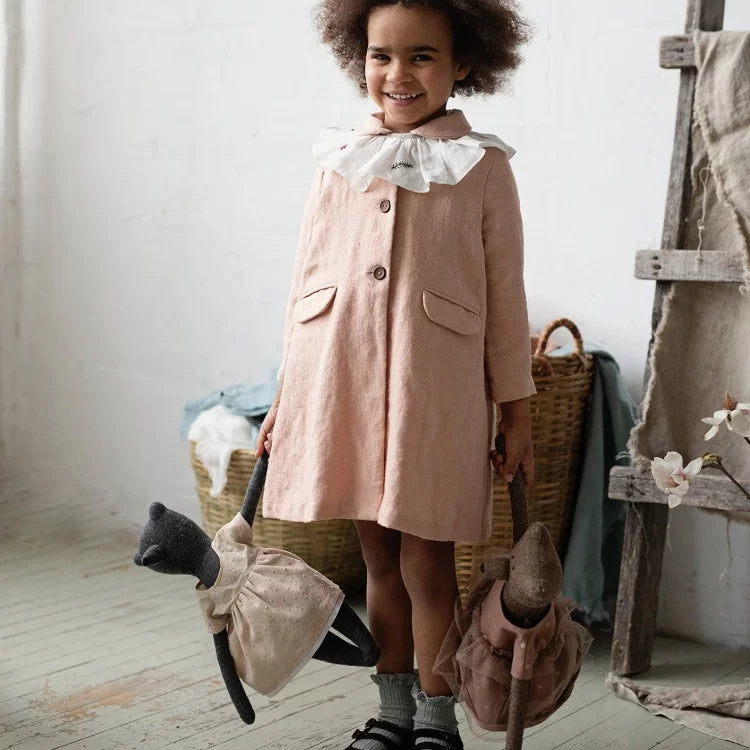 Girls Nordic Linen Jacket - Smoky Pink Autumn Coat