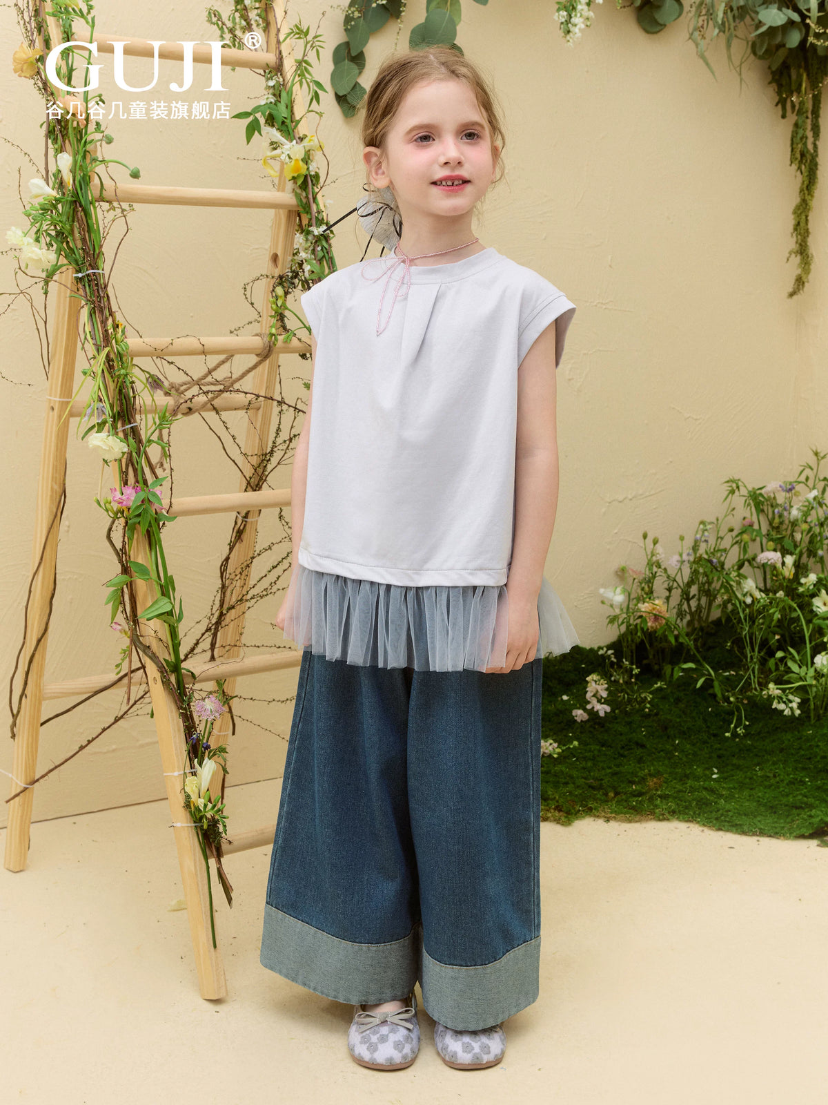 Girls Spliced Short-Sleeve Tee - Relaxed Summer Patchwork Top