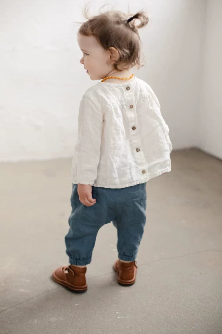 Kids Linen Embroidered Shirt - Little-Alice Long-Sleeve Top