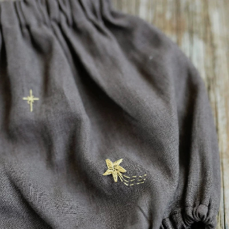 Alice-Style Pure Linen Bubble Shorts - Girls Summer Bottoms