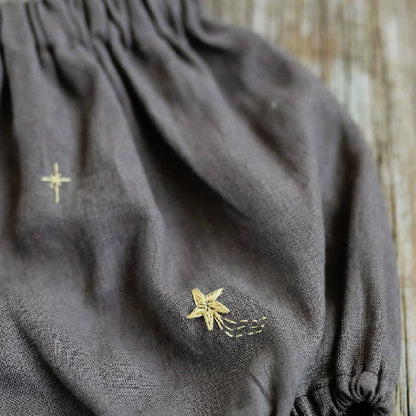 Alice-Style Pure Linen Bubble Shorts - Girls Summer Bottoms