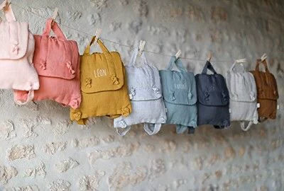 Linen Preppy Kids Backpack - Custom Name Embroidery