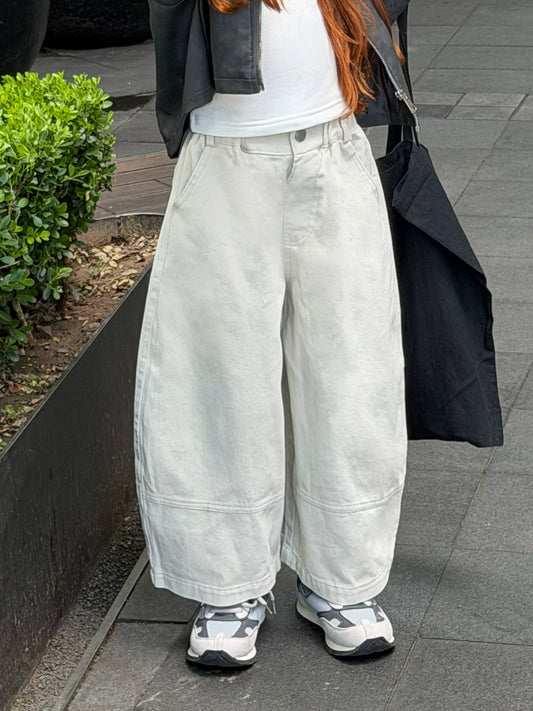 Girls Wide-Leg Trousers - Lazy-Style Korean Autumn Separates