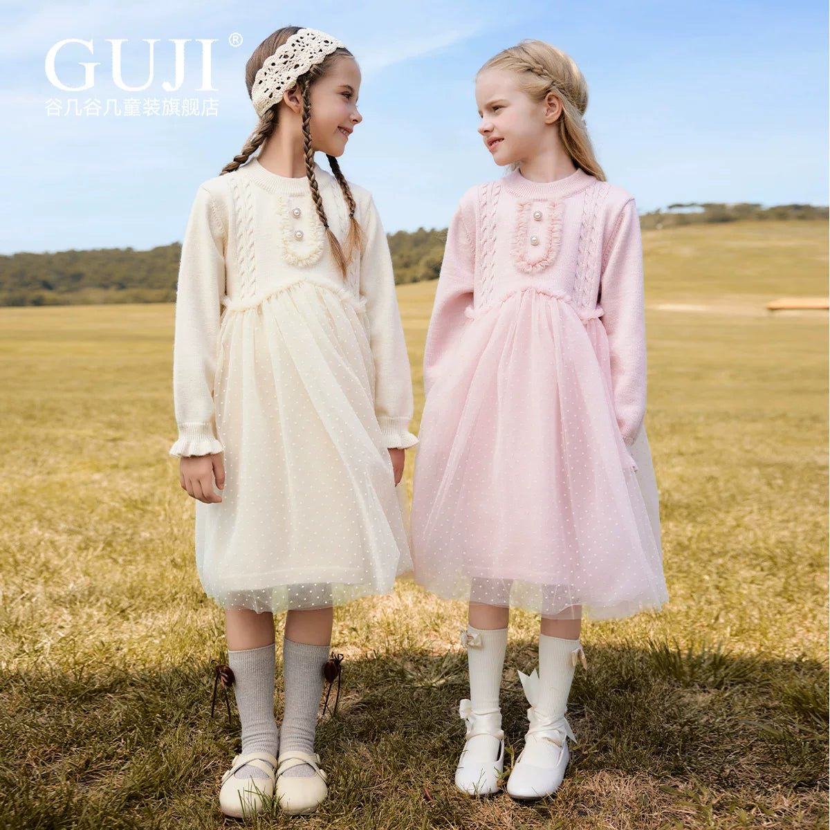 Girls Layered Tulle Cake Dress - Bow Princess Winter Gown