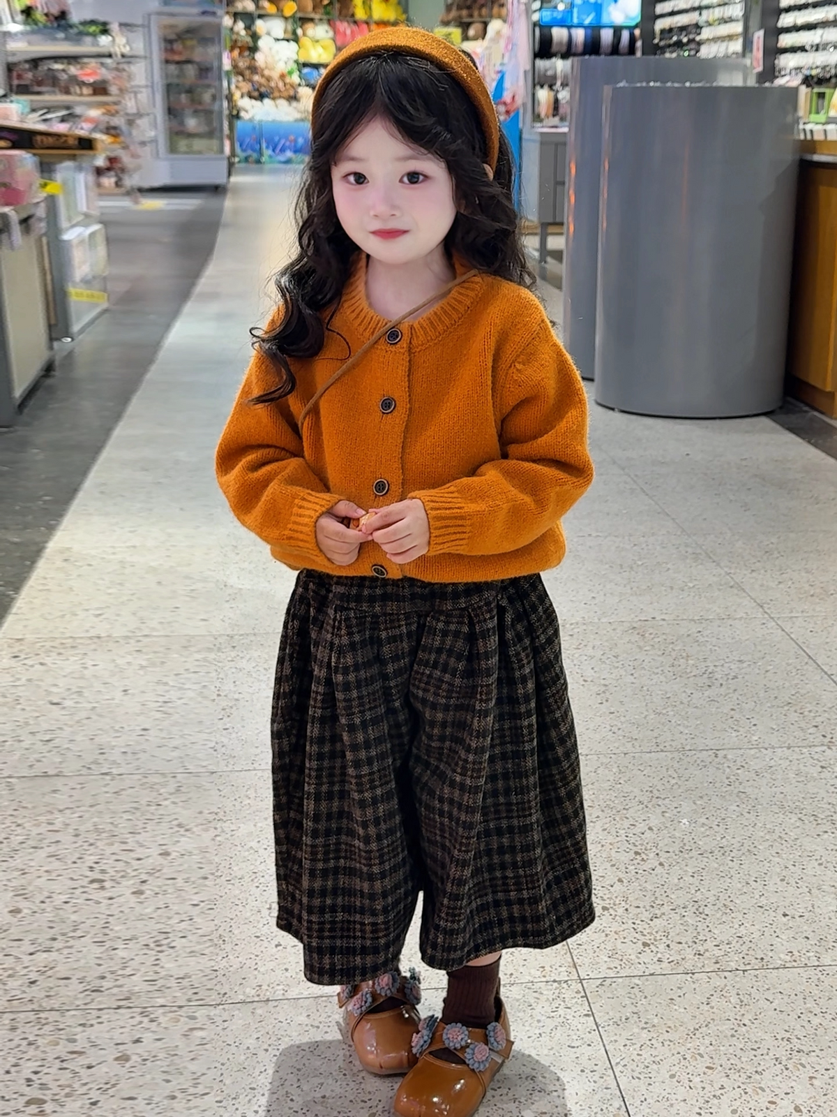 Girls Knit Cardigan & Wide-Leg Pants Set - Brightening Autumn Two-Piece