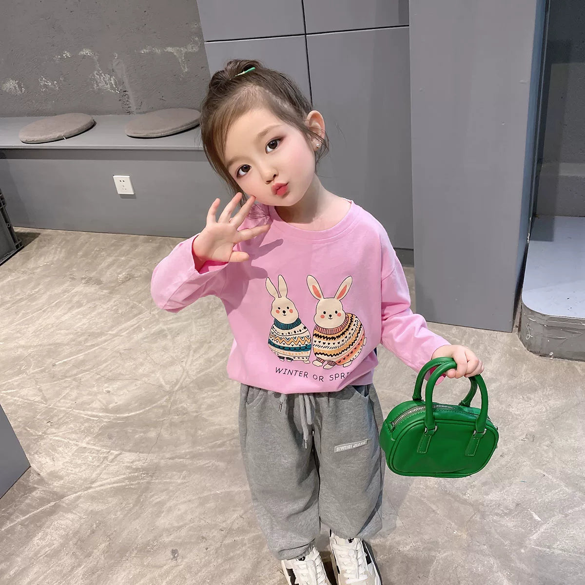 Girls Long-Sleeve Base Layer Top - Soft Korean Basic Tee
