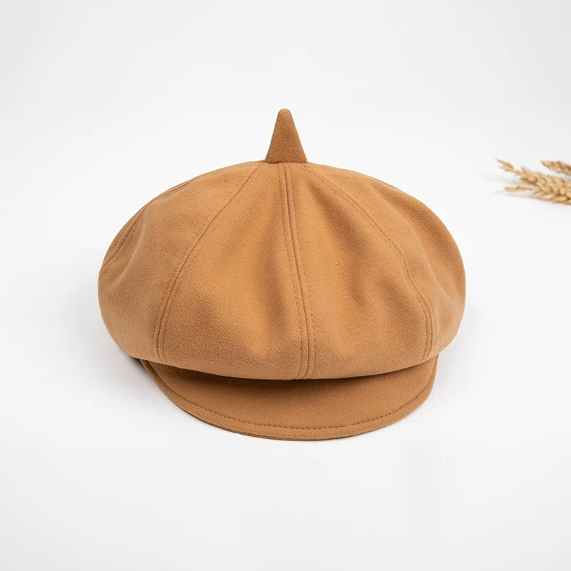 Girls Beret & Newsboy Cap - Wool Artist Hat, Multiple Fabrics