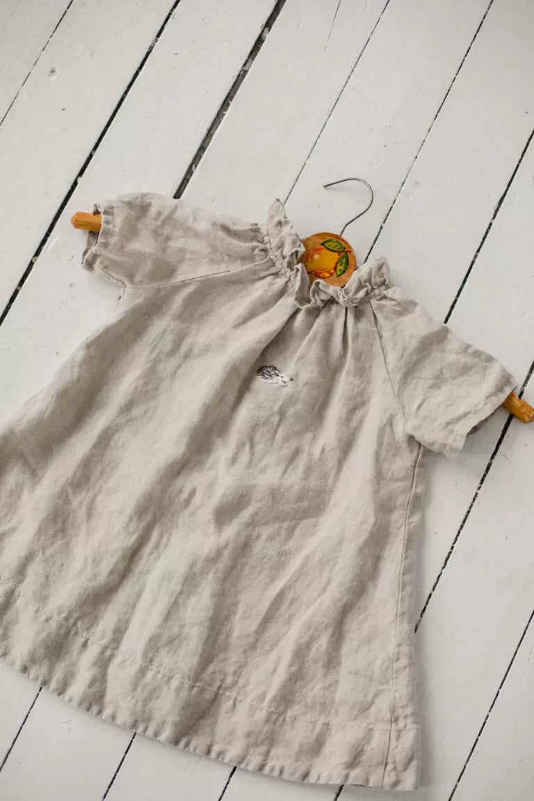 Girls Lithuania Alice Linen Dress - Short-Sleeve Nordic Style