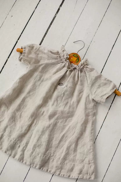 Girls Lithuania Alice Linen Dress - Short-Sleeve Nordic Style