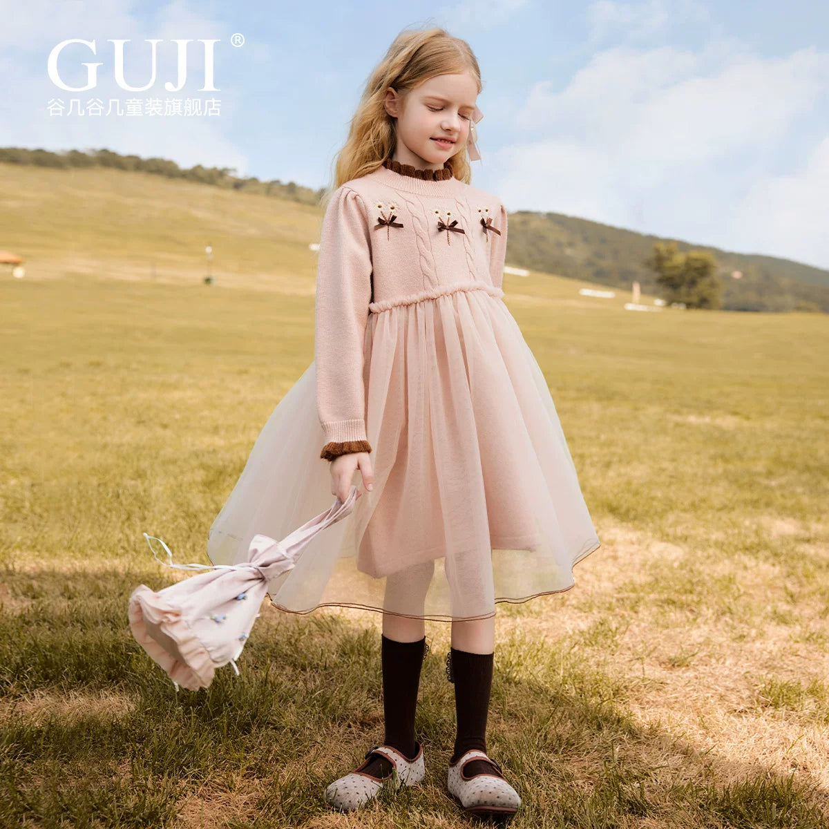 Girls Layered Tulle Cake Dress - Bow Princess Winter Gown