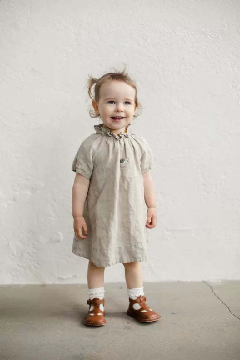 Girls Lithuania Alice Linen Dress - Short-Sleeve Nordic Style