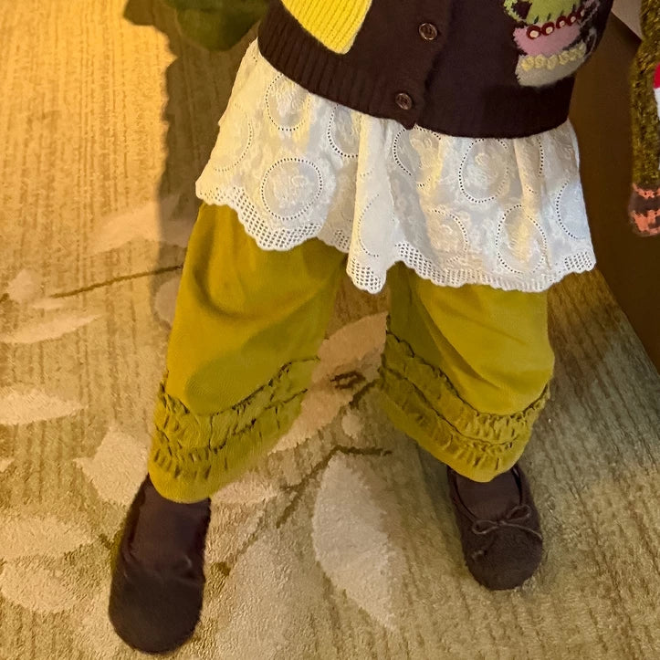 Girls Knit Vest & Corduroy Pants Set - Retro Layering Autumn