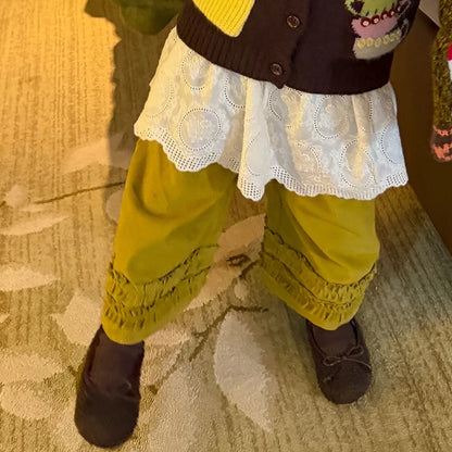 Girls Knit Vest & Corduroy Pants Set - Retro Layering Autumn