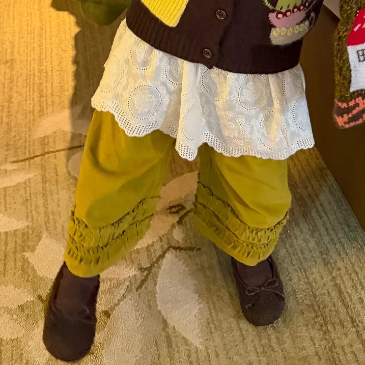 Girls Knit Vest & Corduroy Pants Set - Retro Layering Autumn