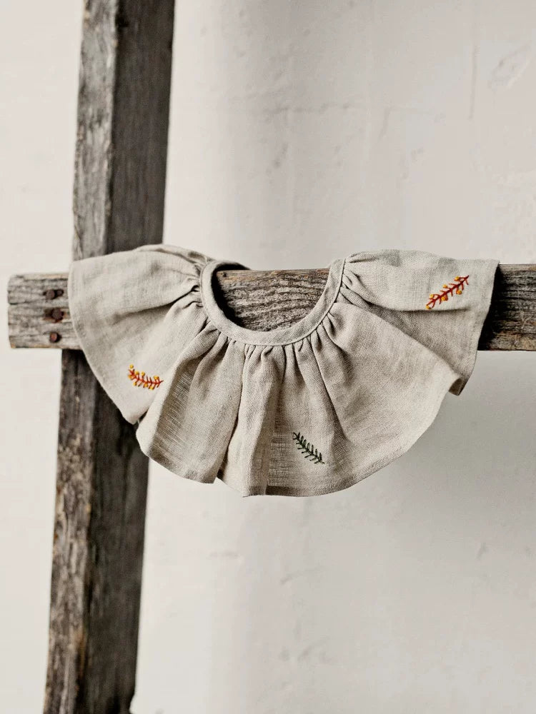Girls Pure Linen Dress - Big-Love Series Embroidered Autumn