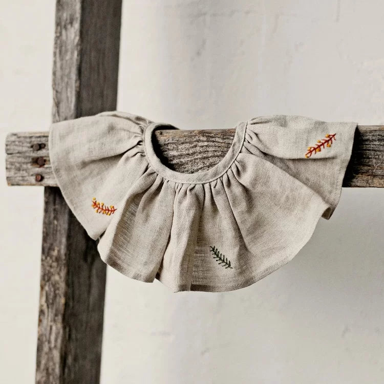 Girls Pure Linen Dress - Big-Love Series Embroidered Autumn