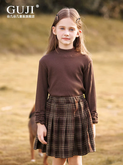 Girls Half-High-Neck Base Layer Top - Warm Autumn Long Sleeve
