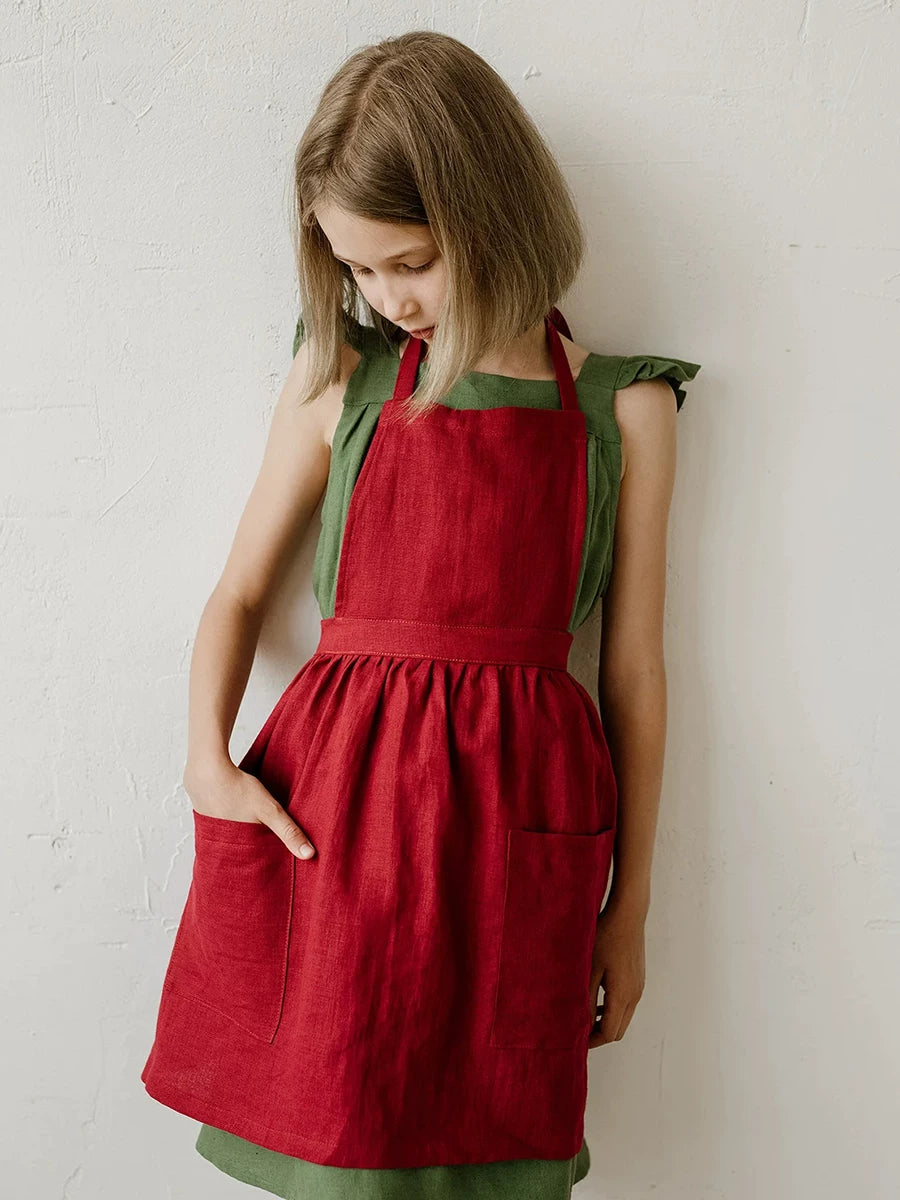Linen Pinafore Dress - Original Apron-Style Embroidered Jumper