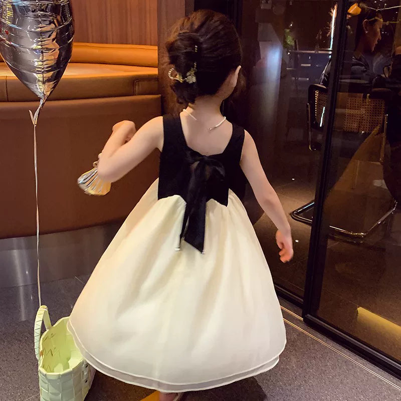 Girls Sleeveless Princess Dress - Elegant Sundress in Apricot