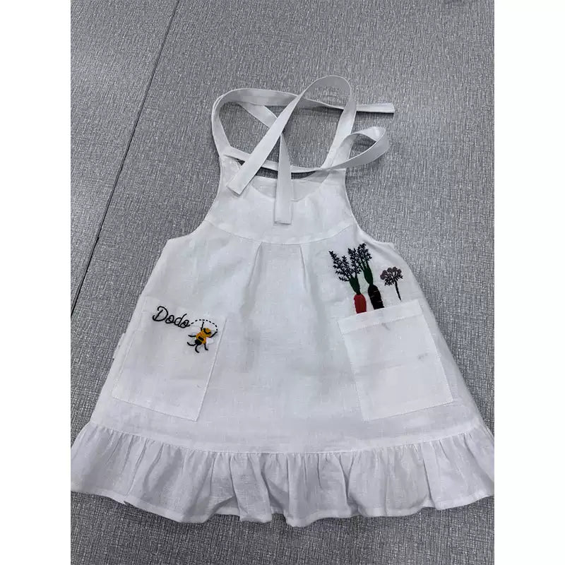 Nordic Linen Sundress - Embroidered Forest-Girl Slip Dress